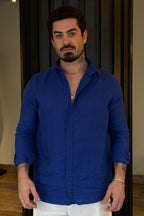 Camisa de Linho Resort Collor - Azul Royal