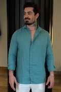 Camisa de Linho Resort Collor - Ciano